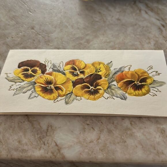 3 Vintage Cat & Pansy Greeting Cards - Picture 3 of 6